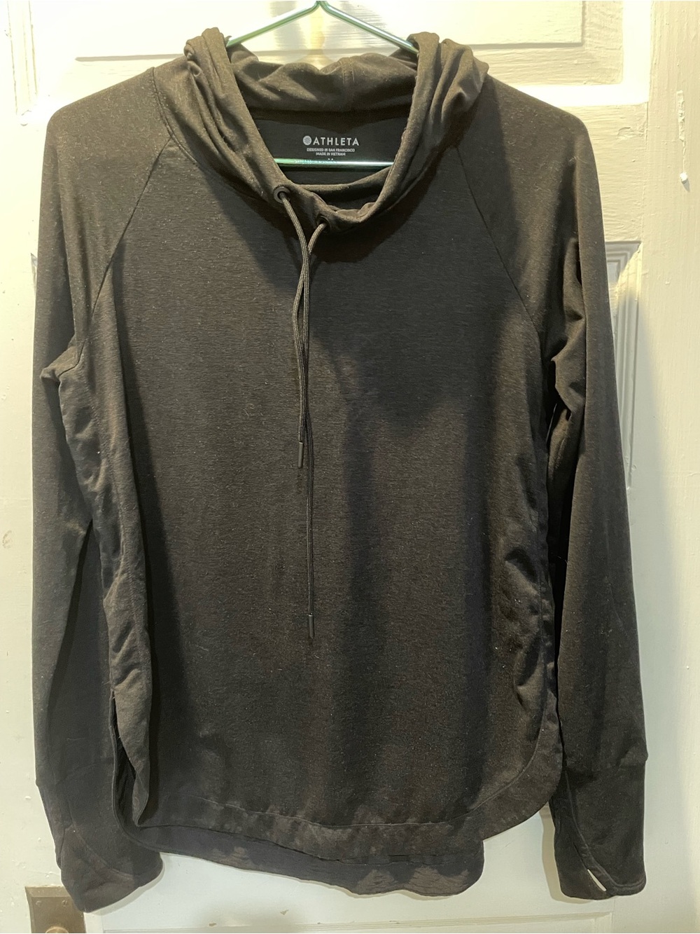 Athleta Women’s Uptempo Black Pullover Hoodie with Drawstring, Medium